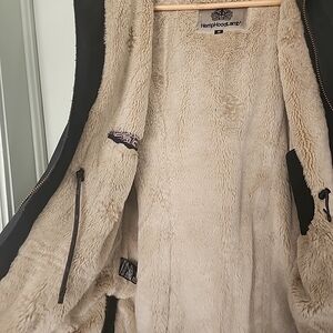 Women's Black and Cream HEMP Hoodlamb Winter Coat